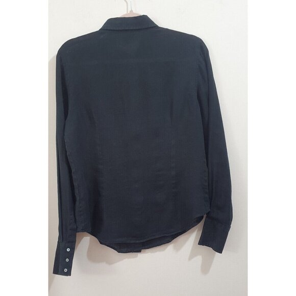 Gianfranco Ferre Vintage Black Shirt, 100% lino Long Sleeves Button Blouse - Picture 3 of 15